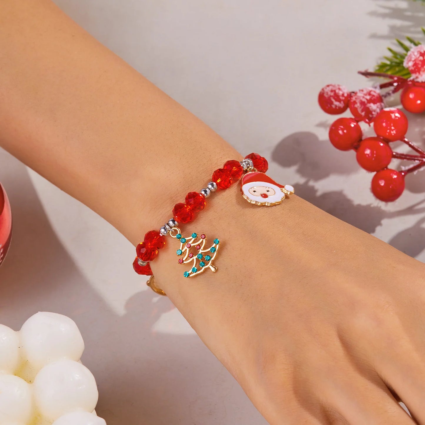 Kerst armband met bel en kristallen – elegante feestelijke damesarmband