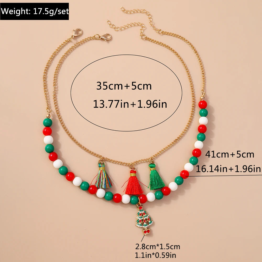 Kerst ketting met kralen – feestelijke choker voor dames en meisjes - diverse varianten