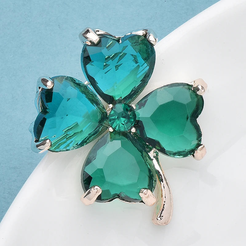 Broche Bloem Klaver in Twee Kleuren – Glanzende Elegante Speld