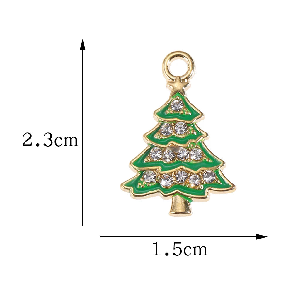 Kerst hangers zirkonia kerstboom bedels voor sieraden en cadeaus - 10 stuks