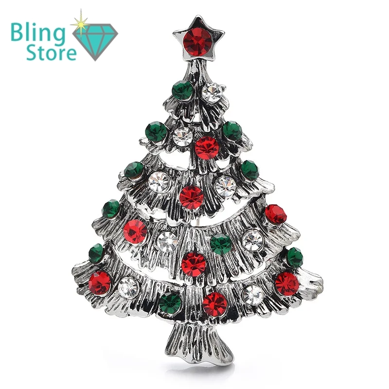 Kerst Broche Vintage Kerstboom in Twee Kleuren voor Feestelijke Sfeer