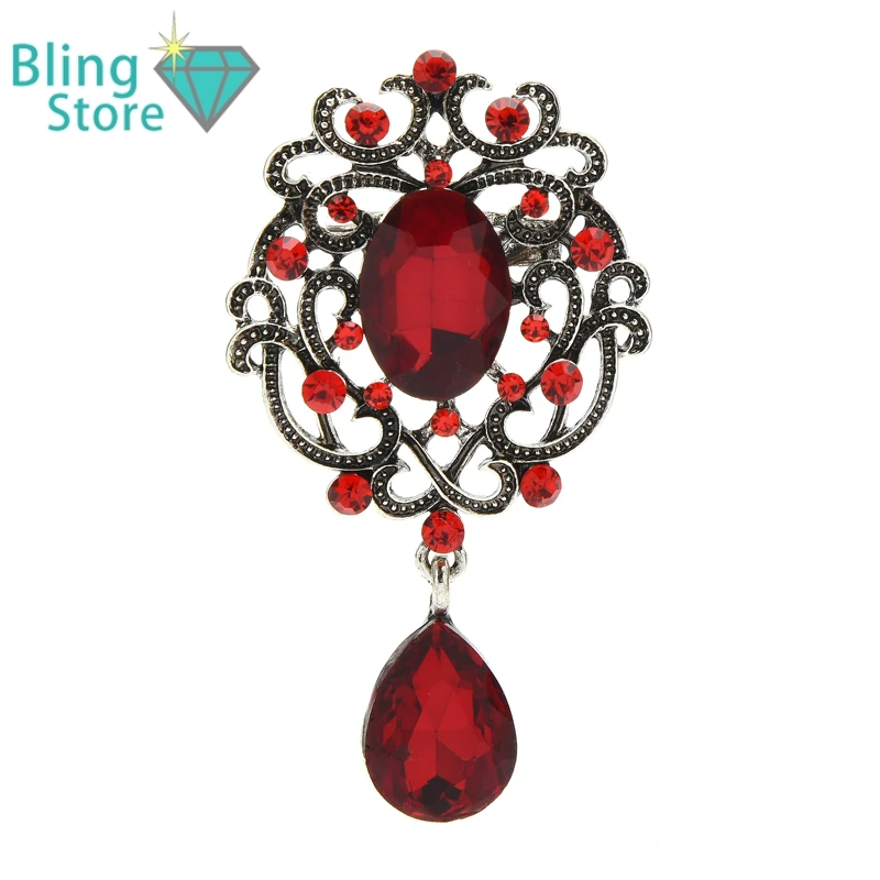 Broche Bloem met Kristallen Druppel in Vintage Paleisstijl – Elegant en Chic