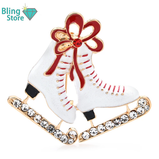 Broche Kerst | Witte schaats broche voor sportieve stijl en flair