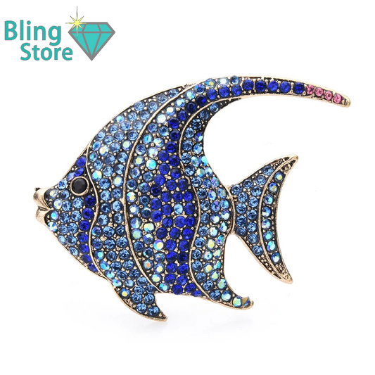 Broche dieren | Sprankelende vis broche met strass in 3 kleuren