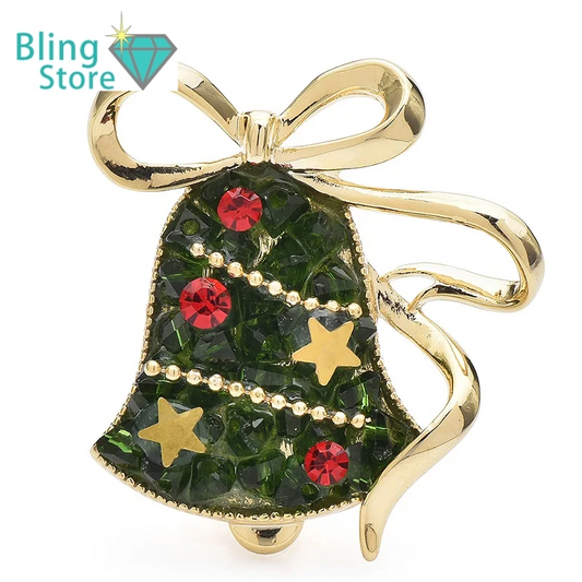 Kerst Broche met Kristallen Jingle Bell voor Feest en Kantoor