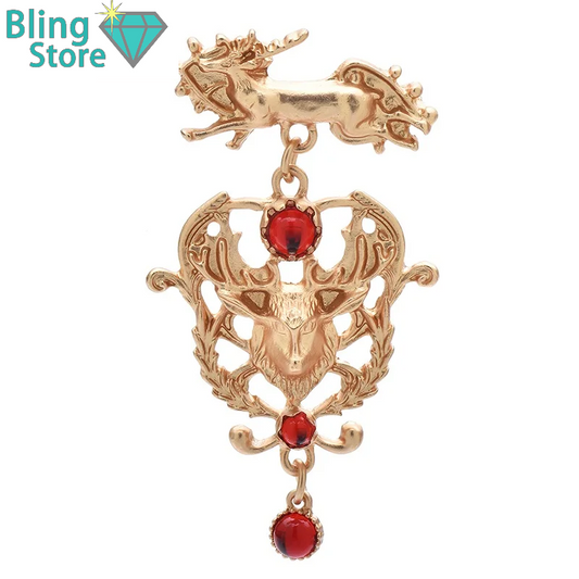 Broche Kerst | Vintage Hertenspeld met kralen voor feestelijke outfits