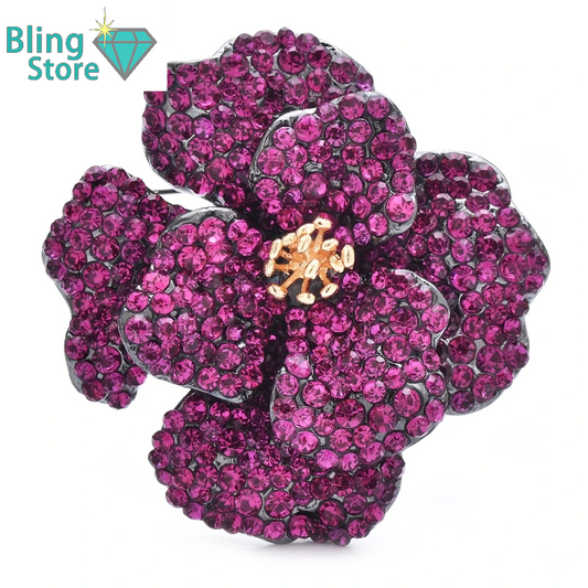 Broche Bloemenstraal – Luxe Dubbele Bloem Broche met Volledig Strass