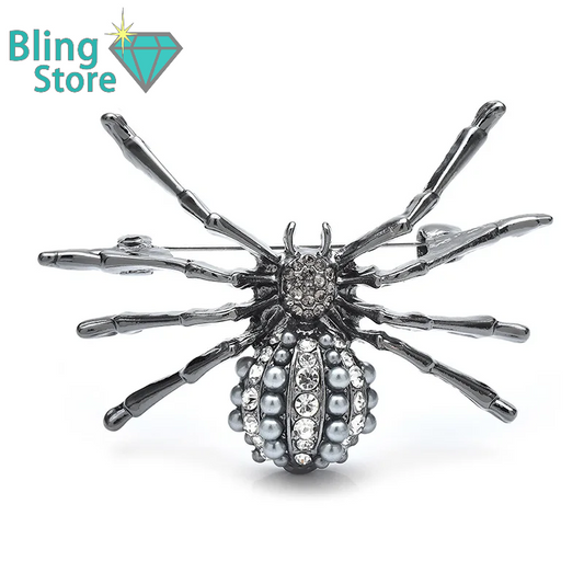 Broche dieren | parel spin – grijze insecten broche voor dames en heren