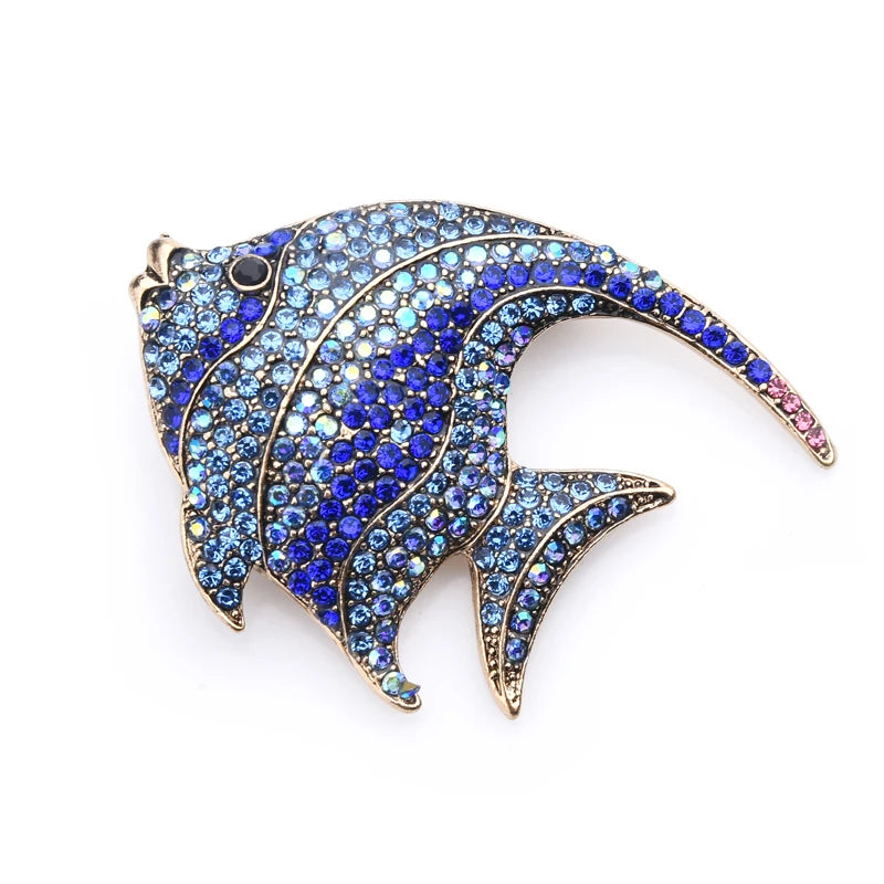 Broche dieren | Sprankelende vis broche met strass in 3 kleuren