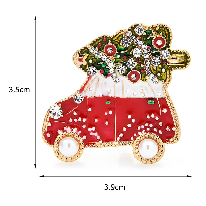 Broche Kerst | Auto met Kerstboom – Schattige Feestelijke Speld