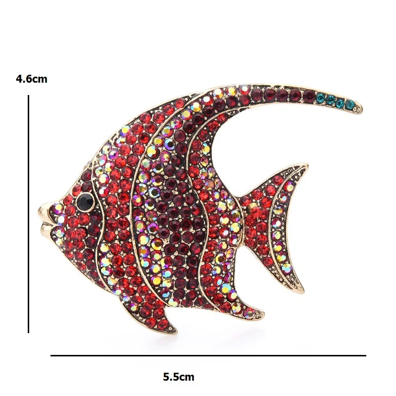 Broche dieren | Sprankelende vis broche met strass in 3 kleuren
