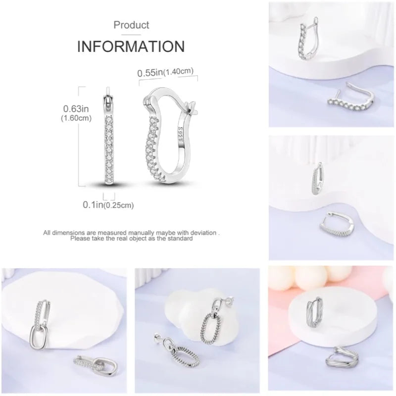 Zilveren oorbellen met vintage cirkel en witte zirconia