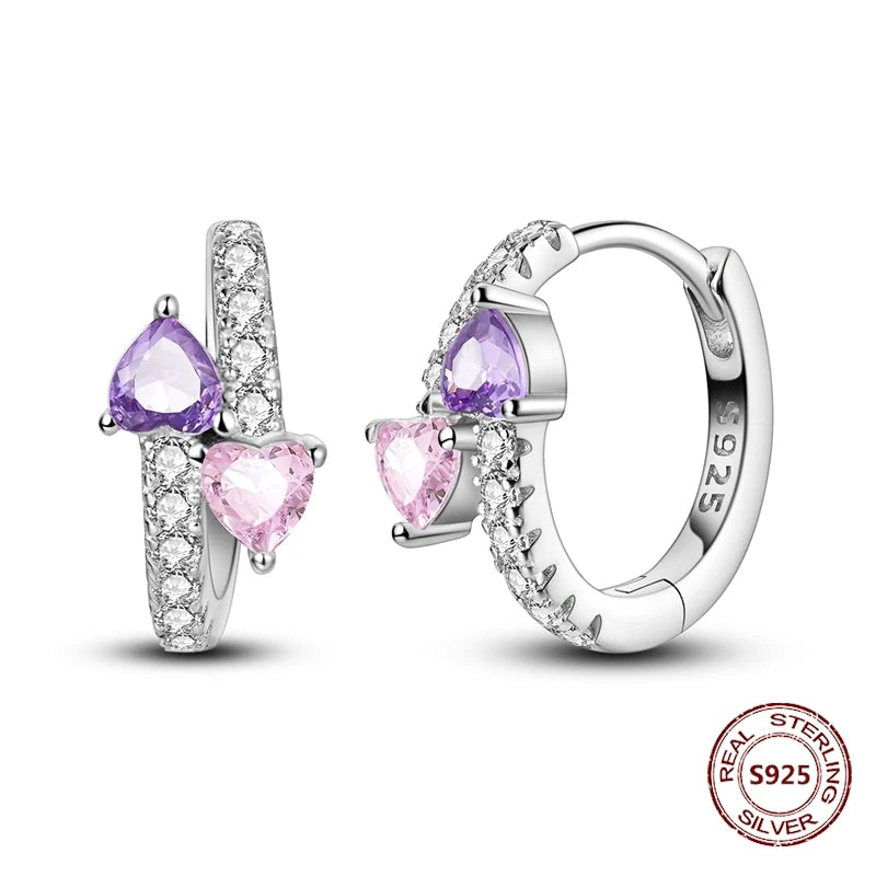Oorbellen Regenboog Hoops van 925 Sterling Zilver met Zirconia