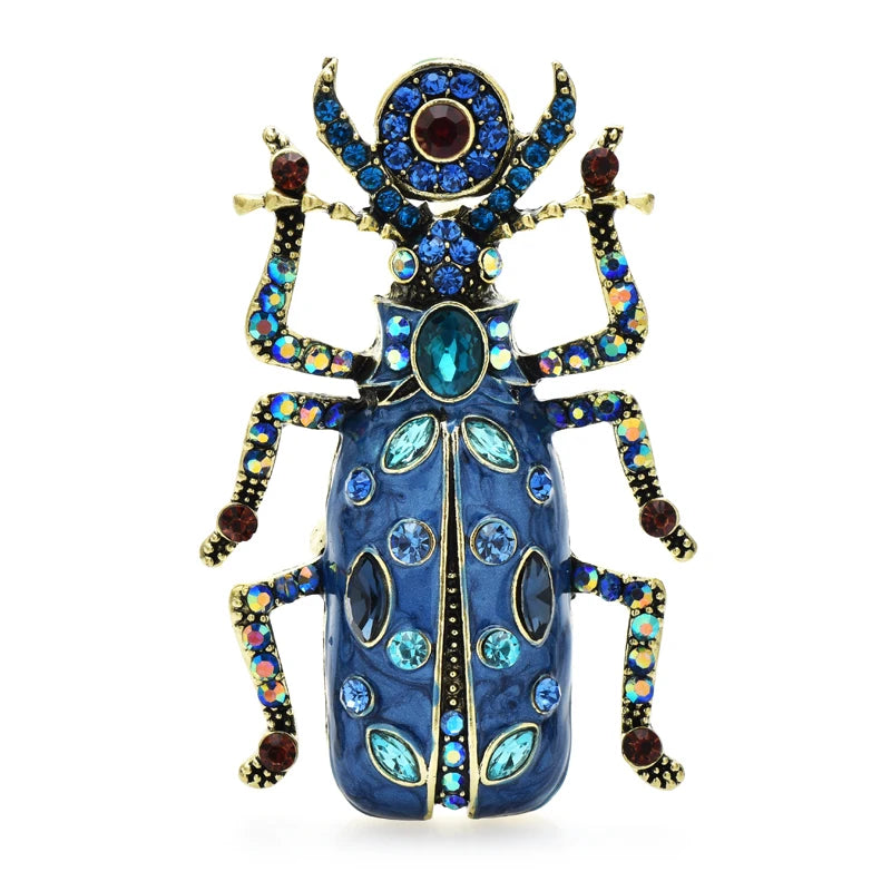 Broche dieren | Kever – kleurrijke emaille speld met strass steentjes