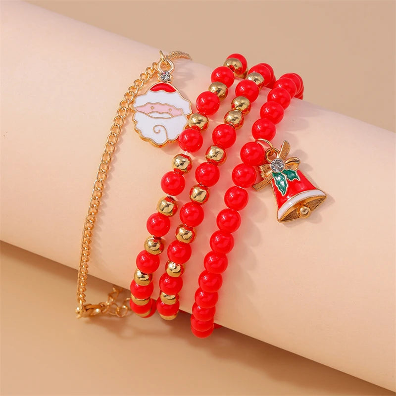 Kerst armband set met bohemian kralen en kerstbedels voor dames