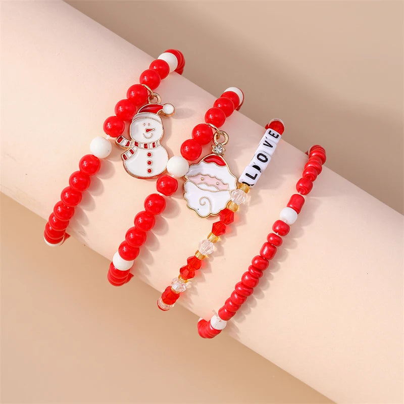 Kerst armband set met bohemian kralen en kerstbedels voor dames