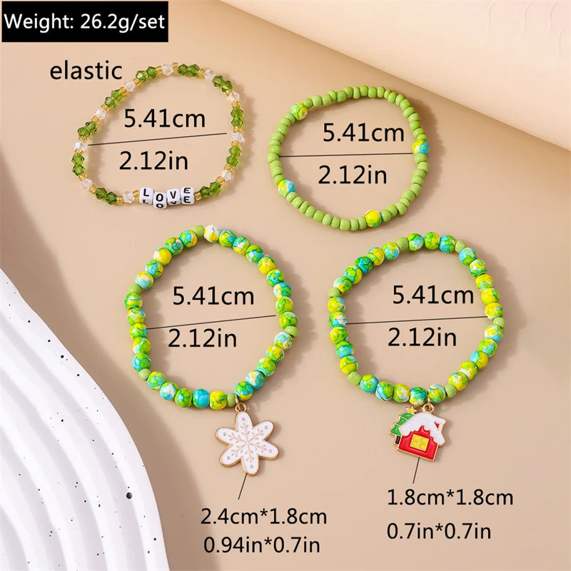Kerst armband set met bohemian kralen en kerstbedels voor dames