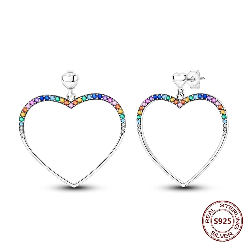 Oorbellen Regenboog Zirkonia Rond 925 Zilver Hoepelvormig voor Dames