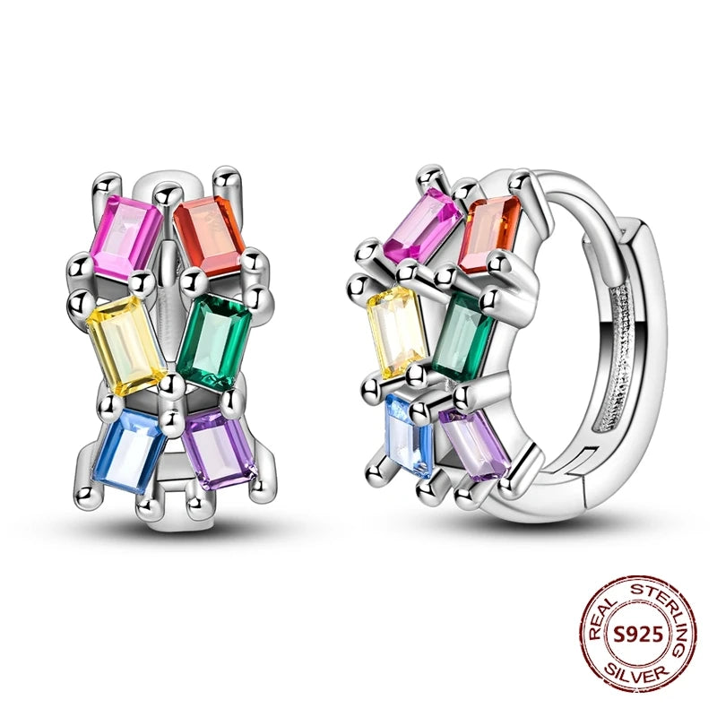 Oorbellen Regenboog Hoops van 925 Sterling Zilver met Zirconia