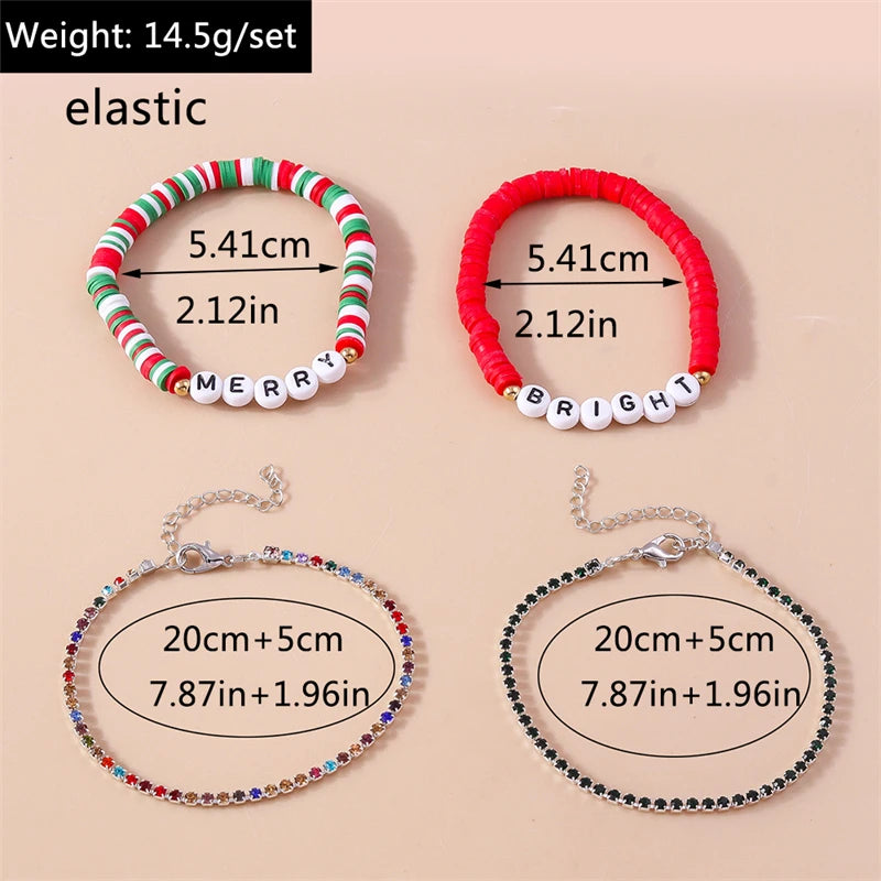 Kerst armband set met bohemian kralen en kerstbedels voor dames