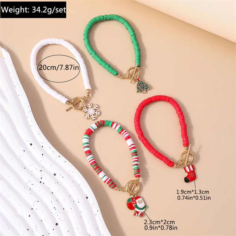 Kerst armband set met bohemian kralen en kerstbedels voor dames