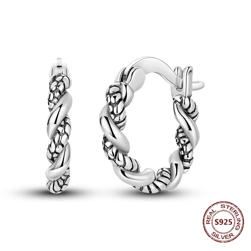 Zilveren oorbellen met vintage cirkel en witte zirconia