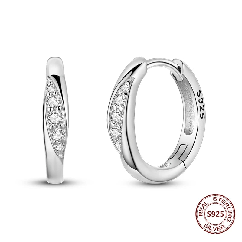 Zilveren oorbellen met vintage cirkel en witte zirconia