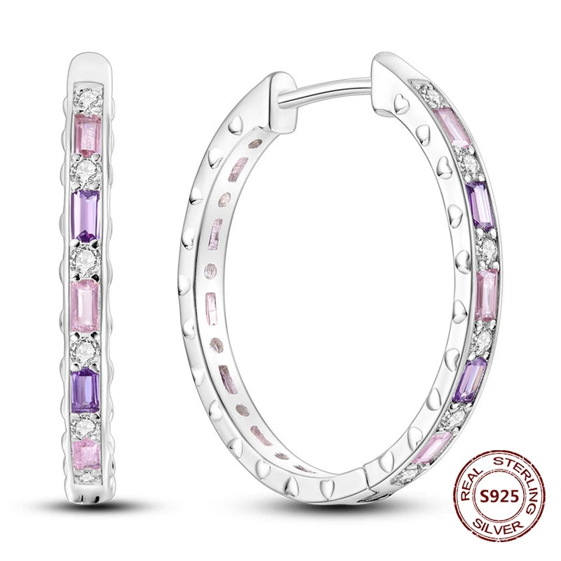 Oorbellen Regenboog Hoops van 925 Sterling Zilver met Zirconia