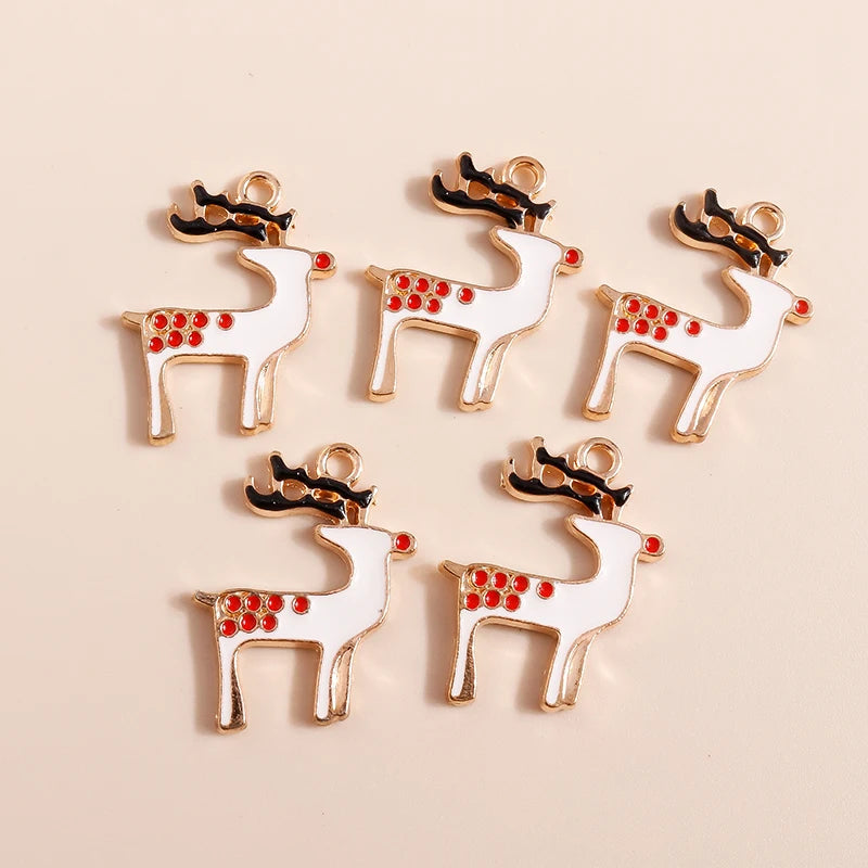 Kerst hanger/bedel voor ketting of armband – Emaille rendier kerstcollectie - 20 stuks