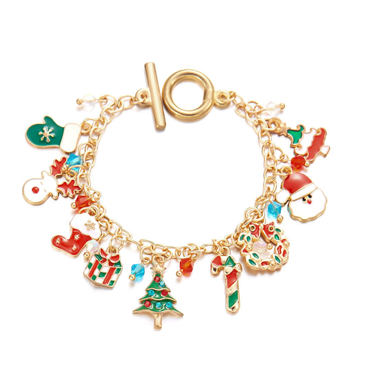 Kerst armband met kerstman, boom en rendier bedels voor dames