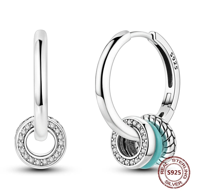 Zilveren oorbellen met vintage cirkel en witte zirconia