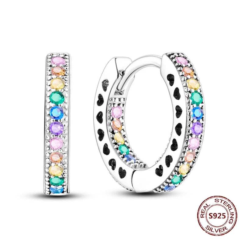 Oorbellen Regenboog Hoops van 925 Sterling Zilver met Zirconia