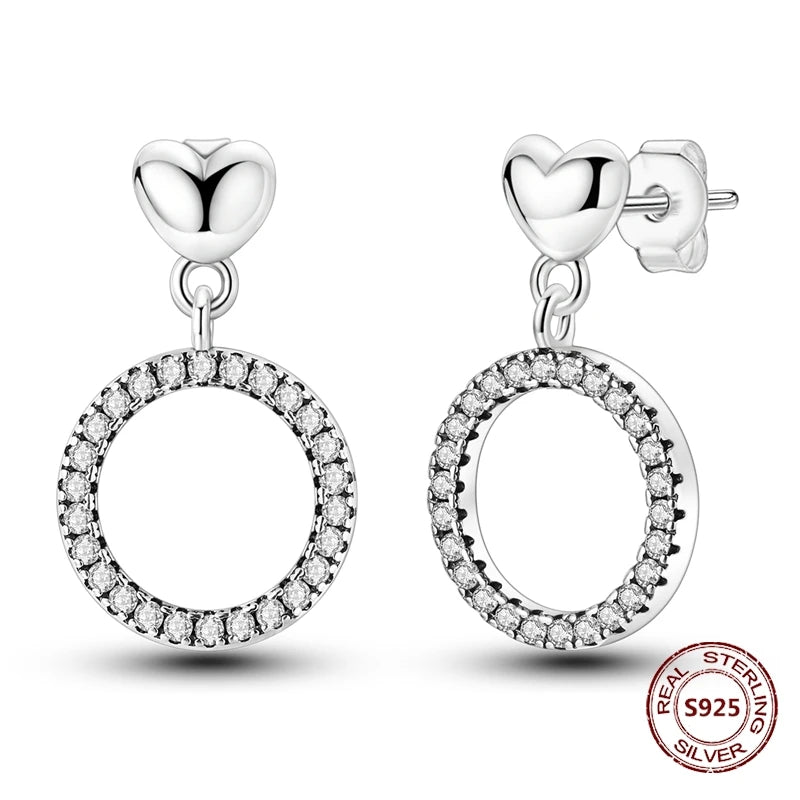 Oorbellen Drie Ronde Hoepels 925 Zilver met Zirkonia