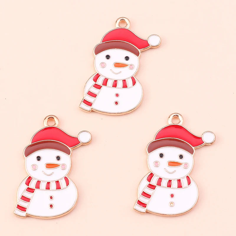Kerst hangers mix sneeuwpop, Kerstman en meer emaille bedels voor sieraden - 10 stuks