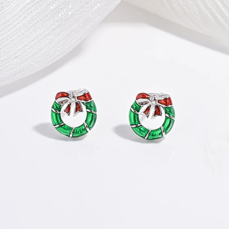 Zilveren Kerst oorbellen kerstboom kers aardbei studs feestelijke accessoires