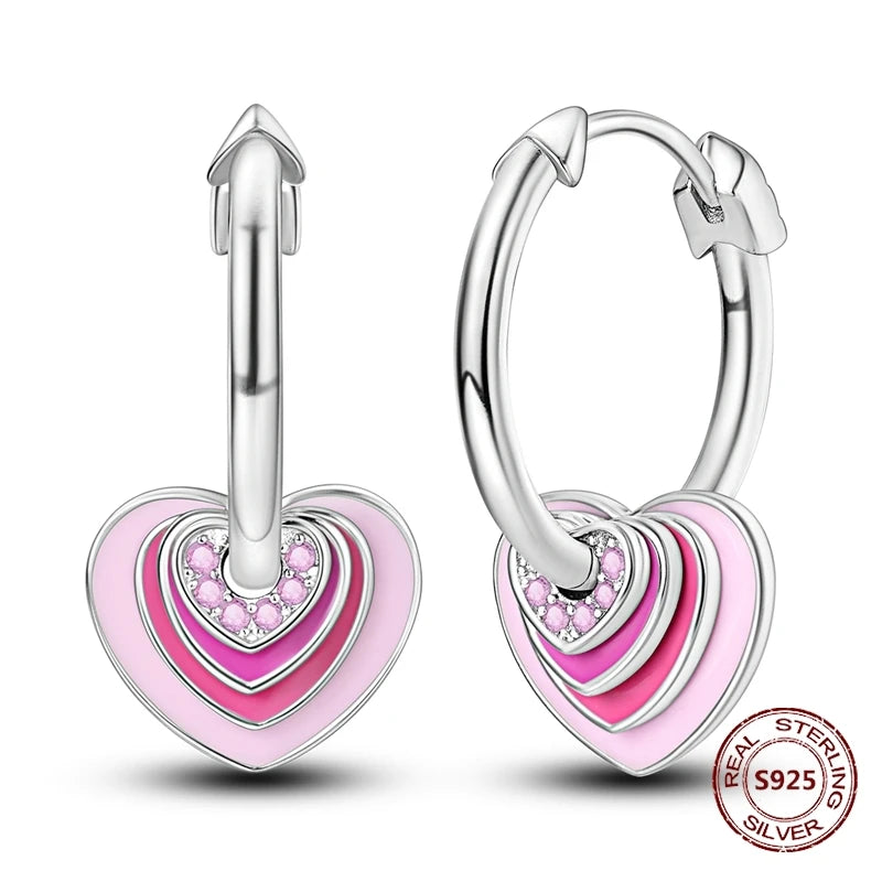 Oorbellen Regenboog Hoops van 925 Sterling Zilver met Zirconia