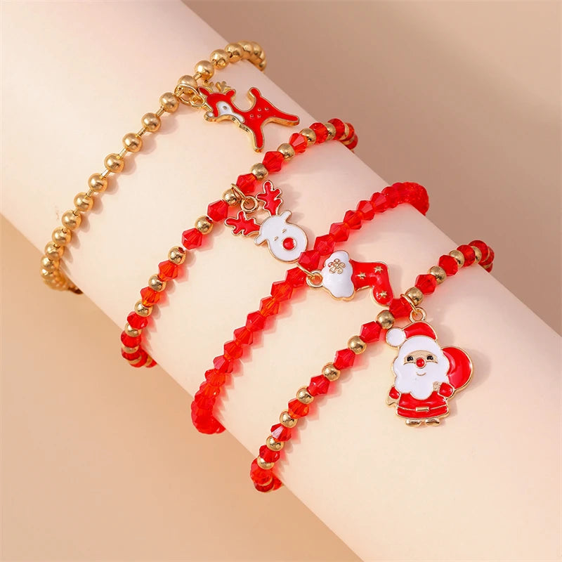 Kerst armband set met bohemian kralen en kerstbedels voor dames