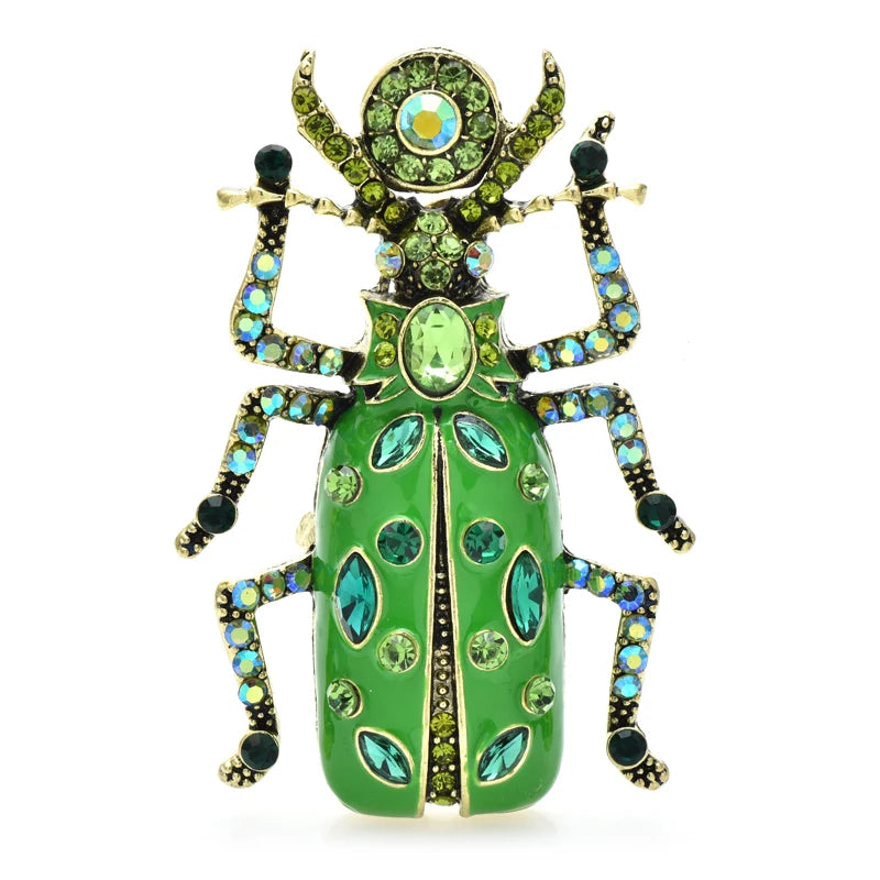 Broche dieren | Kever – kleurrijke emaille speld met strass steentjes