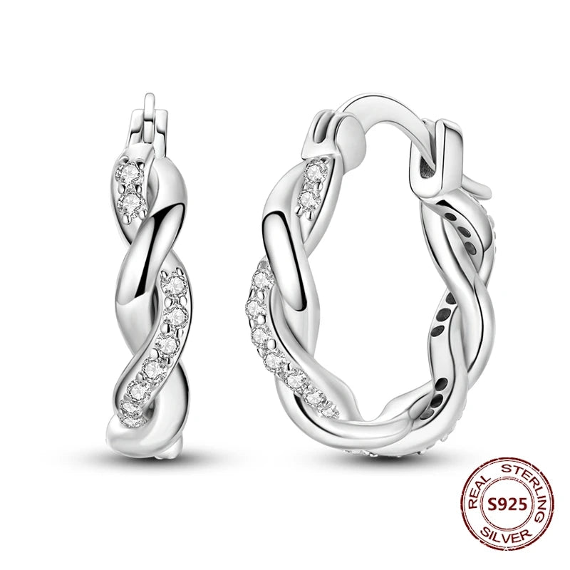 Zilveren oorbellen met vintage cirkel en witte zirconia
