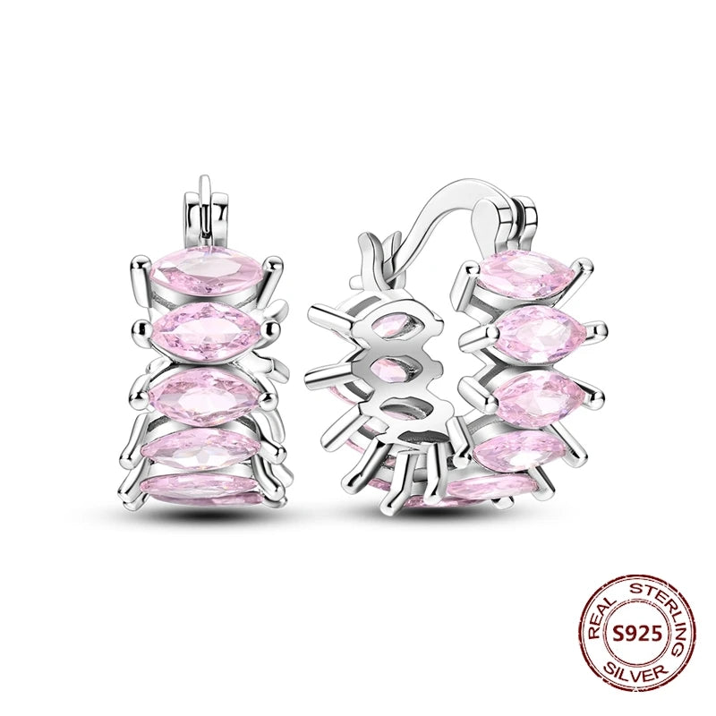 Oorbellen Regenboog Hoops van 925 Sterling Zilver met Zirconia