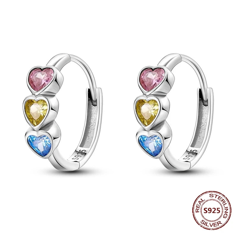 Oorbellen Regenboog Hoops van 925 Sterling Zilver met Zirconia