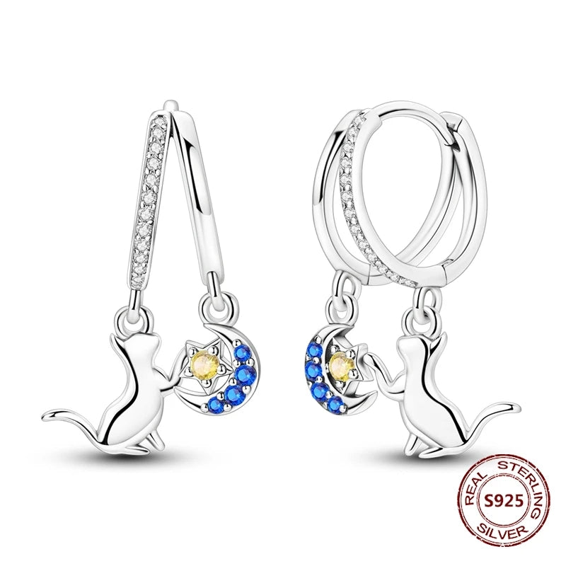 Oorbellen met luie kat en bladdesign – charmant en trendy