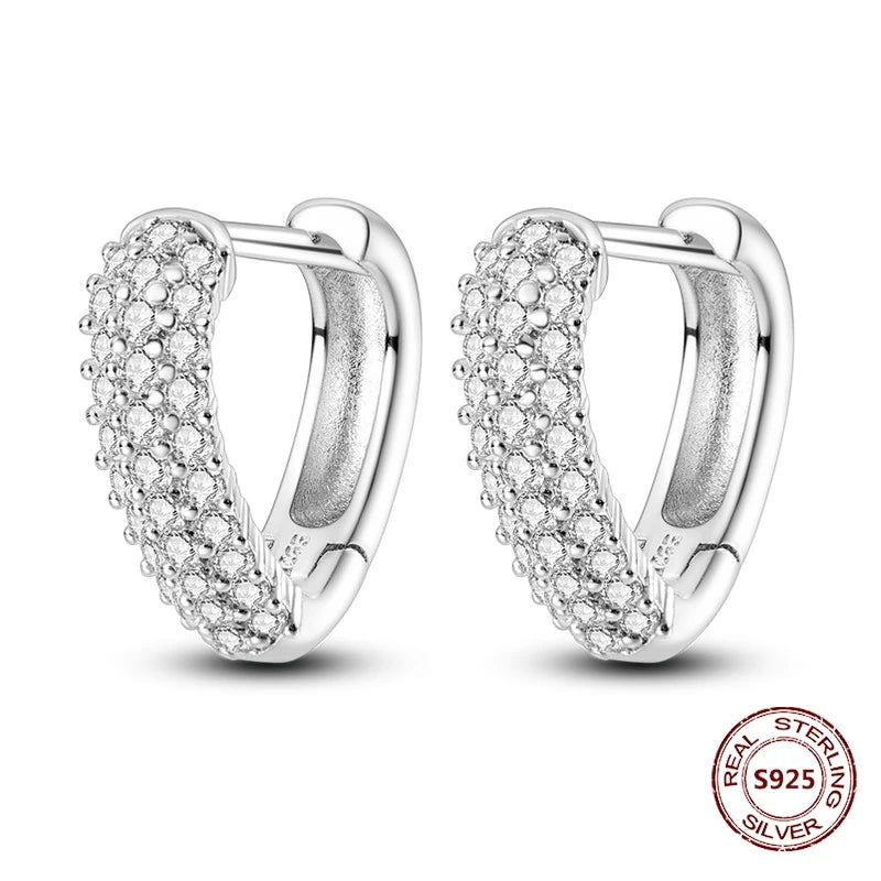 Oorbellen Hartvormig Zilver met Zirkoon en Roze Accenten