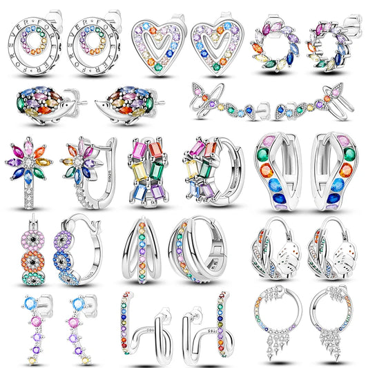 Oorbellen Regenboog Hoops van 925 Sterling Zilver met Zirconia