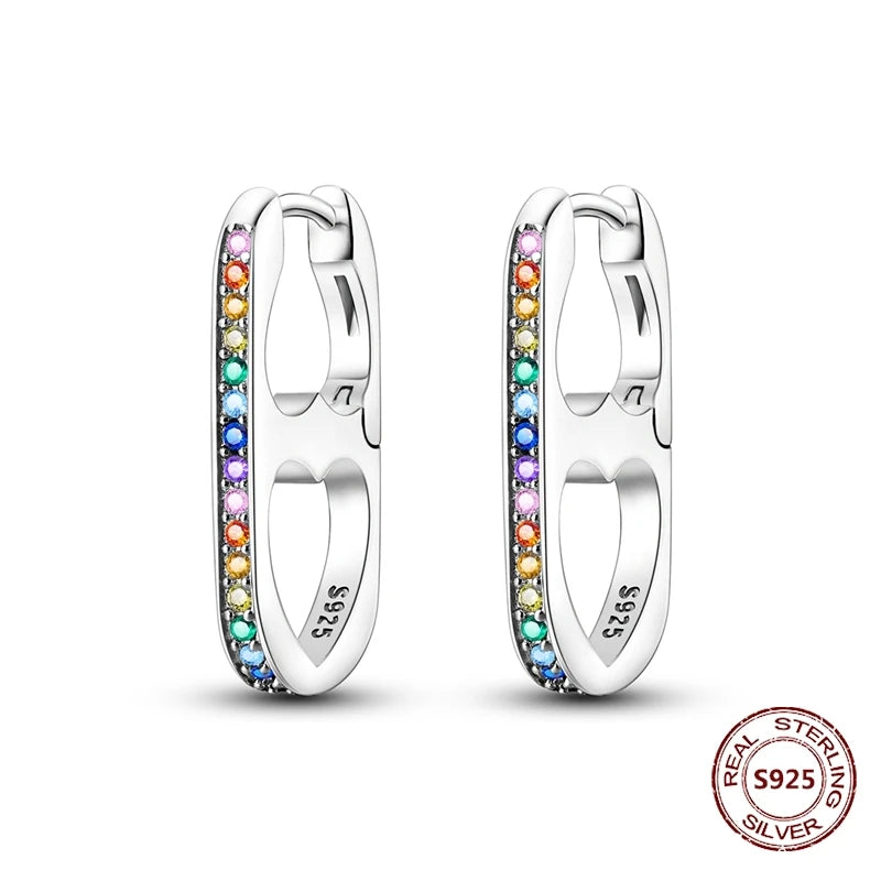 Oorbellen Regenboog Hoops van 925 Sterling Zilver met Zirconia