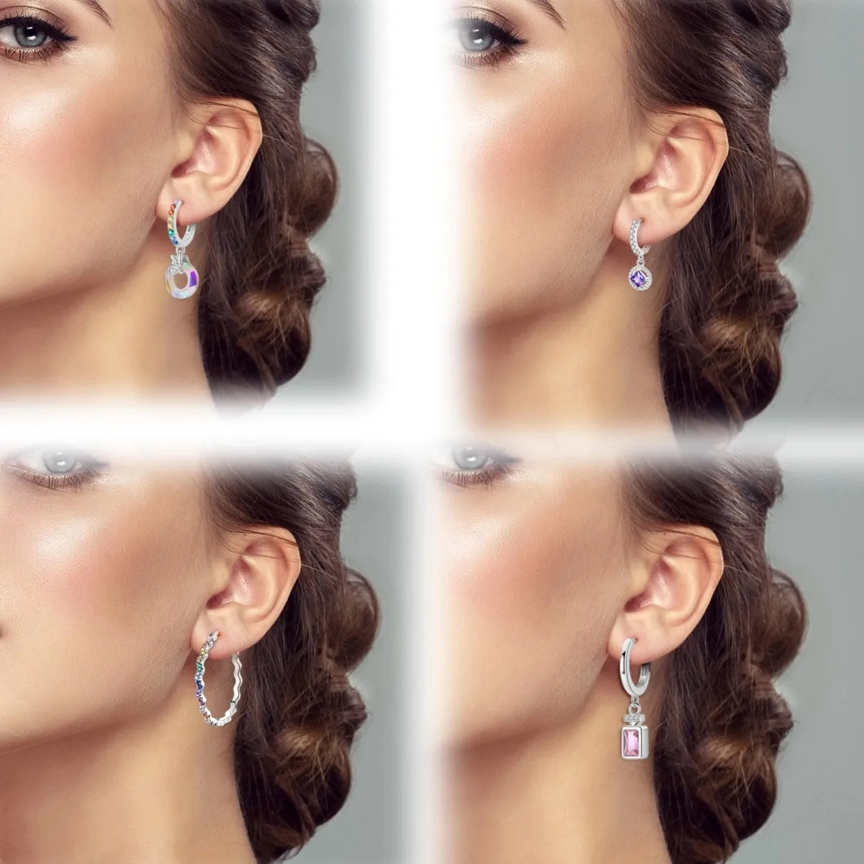 Oorbellen Regenboog Hoops van 925 Sterling Zilver met Zirconia