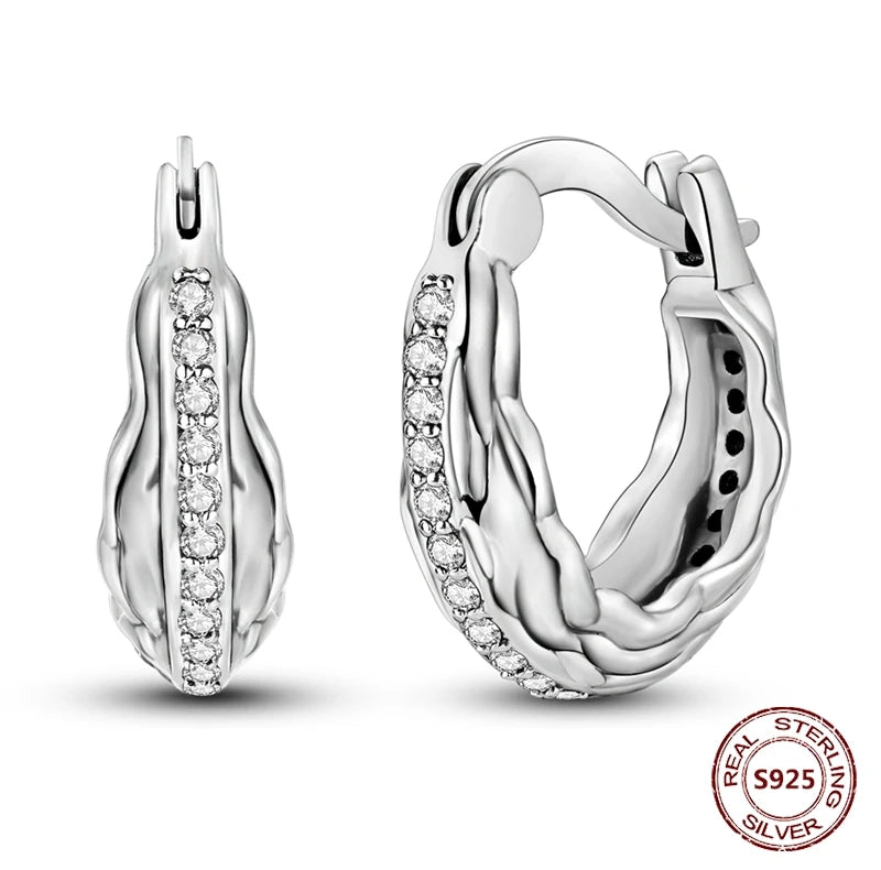 Zilveren oorbellen met vintage cirkel en witte zirconia