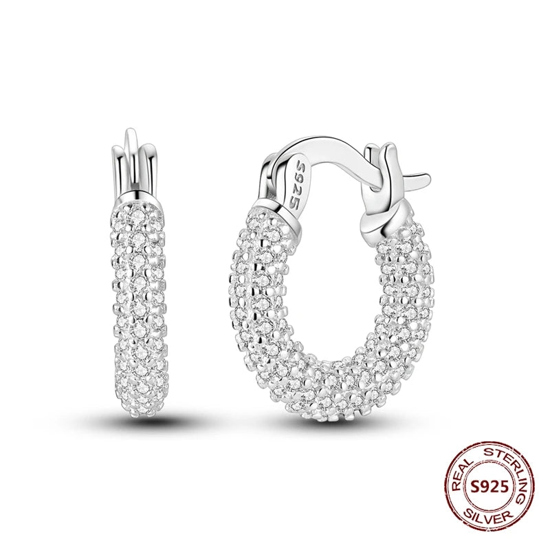 Zilveren oorbellen met vintage cirkel en witte zirconia