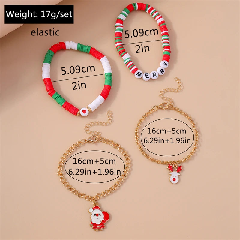 Kerst armband set met bohemian kralen en kerstbedels voor dames