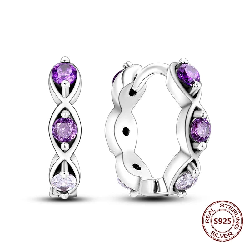 Oorbellen Regenboog Hoops van 925 Sterling Zilver met Zirconia